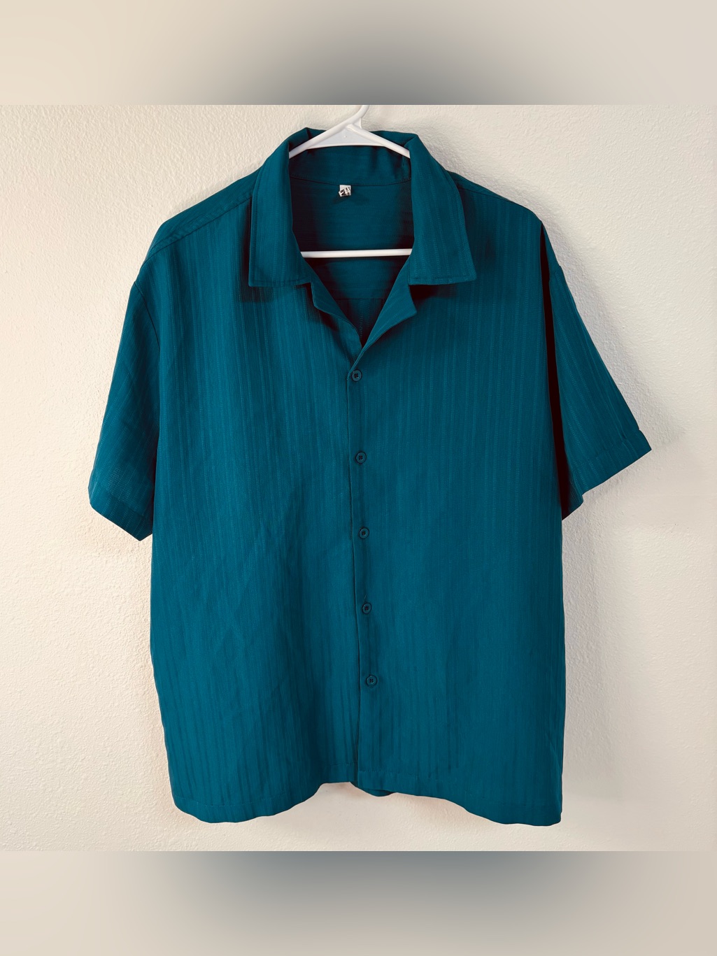 Coofandy Men’s Xl Teal Short Sleeve Button Down Textured Shirt